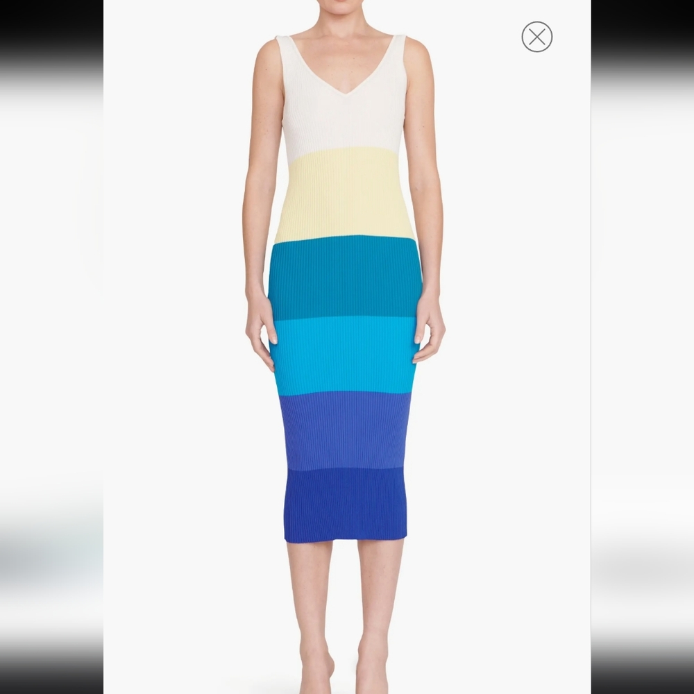 STAUD DANA COLORBLOCK RIB SWEATER DRESS SIZE SMALL